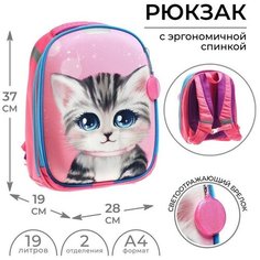 Рюкзак каркасный школьный, 37 х 28 х 19 см, Calligrata К "Котик" ТероПром
