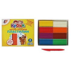 Пластилин мягкий восковой, 8 цветов 240 г «Кроха», мега бруски Луч
