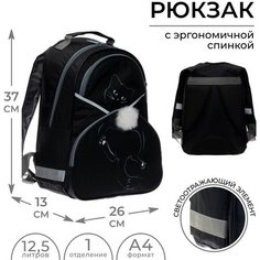 Рюкзак школьный, 37 х 26 х 13 см, эргономичная спинка, Calligrata АН "Котик"