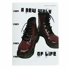 Тетрадь на кольцах, 80 листов в линию "Коричневые ботинки", обложка пластик, сменный блок 70 г/м2 Bruno Visconti