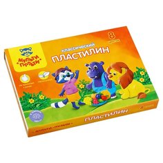 Пластилин Мульти-Пульти "Приключения Енота", 08 цветов, 160г, со стеком, картон, 4 штуки