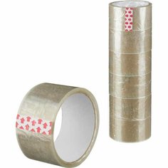 Клейкая лента Упаковочная 48мм х 30м 38мкм прозрачная 6 шт/уп Noname