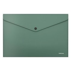 Папка-конверт на кнопке А4, 140 мкм, ErichKrause Fizzy Classic, непрозрачная, зелёная