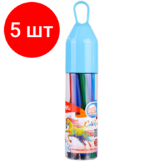 Комплект 5 наб, Фломастеры набор Deli ColoRun трехгр. вентилир, смываемые12цв. пластик. туба