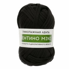 Пряжа трикотажная 100% хлопок "Лентино mini" 100 гр 40 м цвет 09 угольно-чёрный Softino
