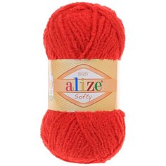 Пряжа Alize Softy цв.56 красный, 100%микрополиэстер, 115м, 50г, 2 мотка