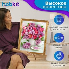 Алмазная мозаика HOBKIT "Сирень с тюльпанами 40х50 " 50х40 размер холста,