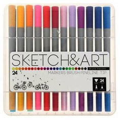 Набор художественных маркеров 24 цвета SKETCH&ART, в пластиковом пенале Bruno Visconti