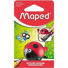 Точилка MAPED "Croc Croc Easy", в виде божьей коровки, с контейнером, блистер, 018114