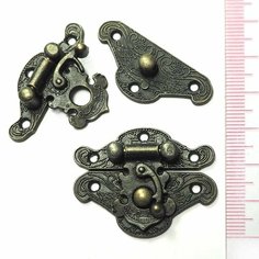 Замочек для шкатулки Цветочный 0010718 бронзовый цвет 37х27 мм, цена за 1 шт. Поделки.рф