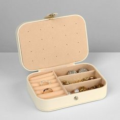 Органайзер для хранения украшений Шкатулка портативная, 11*16*5 см, цвет белый Китай