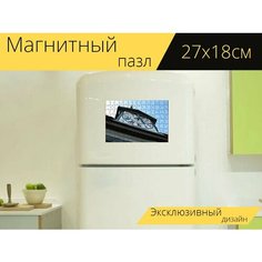 Магнитный пазл "Церковь часы, часы, церковь" на холодильник 27 x 18 см. Lots Prints