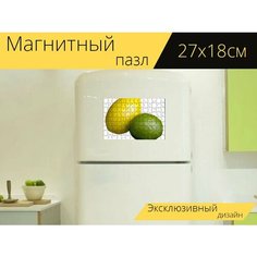 Магнитный пазл "Лимон лайм, лайм лимон, цитрусовые" на холодильник 27 x 18 см. Lots Prints
