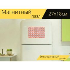 Магнитный пазл "Сердца, шаблон, обои на стену" на холодильник 27 x 18 см. Lots Prints