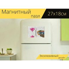 Магнитный пазл "Песочные часы, деньги, время" на холодильник 27 x 18 см. Lots Prints
