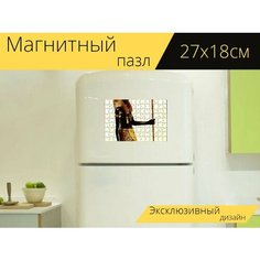 Магнитный пазл "Анубис, египет, фигура" на холодильник 27 x 18 см. Lots Prints