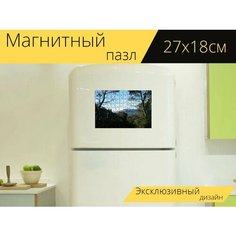 Магнитный пазл "Лес, природа, дерево" на холодильник 27 x 18 см. Lots Prints