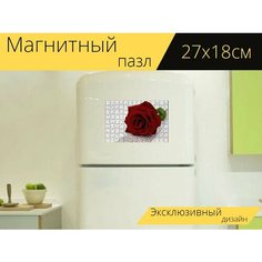 Магнитный пазл "Цветок, роза, влюблена" на холодильник 27 x 18 см. Lots Prints