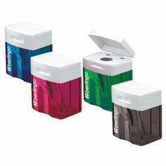 Точилка пластиковая Berlingo "Perfect" 1 отверстие, контейнер, ассорти, 4 штуки