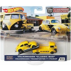 Hot Wheels Team Transport Volkswagen Classic Bug и Transporter T1 Pickup Mooneyes набор моделей