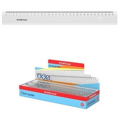 Линейка 30 см ErichKrause Clear, пластик, прозрачная, в коробке-дисплее 9521698