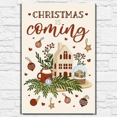 Картина по номерам на холсте новый год рождество (с новым годом, поздравления, какао, омела, уют) - 13104 40х60 Бруталити