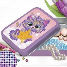 Алмазная вышивка на шкатулке «Котёнок со звездой», 8,5 х 11 см. Набор для творчества Школа талантов