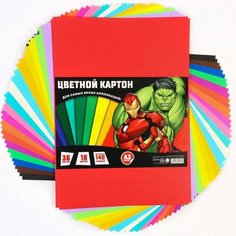 Картон цветной, 18 цветов, 36 листов, 140 грамм/м2, А3, Мстители Marvel