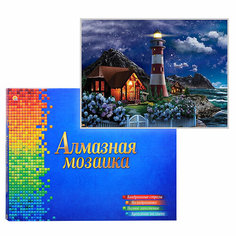 Алмазная мозаика квадратная 22x32 "Ночной маяк" с подр, полн. заполн. (20 цв.) (класс.) Рыжий кот