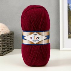 2шт, Пряжа "Angora real 40" 60% акрил, 40% шерсть 430м/100гр (57 бордовый) Alize