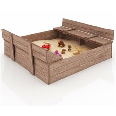 Песочница складная "Бабочка" со скамейками, 150х150х31 см Моя Горка