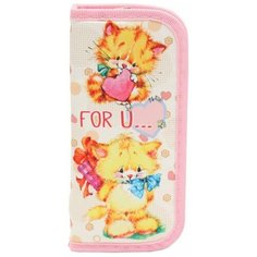 Пенал 1-секц, средний романтичные котята, печать на ткани Проф-Пресс, арт. ПН-5923