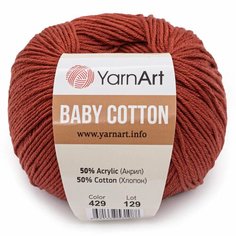 Пряжа для вязания YarnArt Baby Cotton 50гр 165м (50% хлопок, 50% акрил) (429 темно-оранжевый), 10 мотков