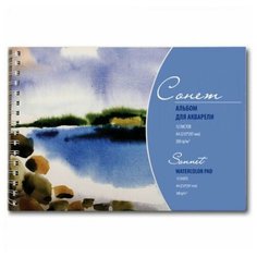 Альбом для рисования акварелью А4 12л 300г/м на спирали Сонет 48380
