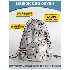 Мешок для сменной обуви Homepick 38х42м CatsА48серые/1020/