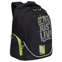 GRIZZLY Рюкзак GRIZZLY, черный-салатовый, 28х44х23 см