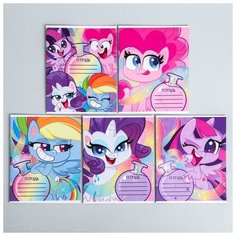 Тетрадь 12 листов, клетка, "Пони", 5 видов микс, My Little Pony Hasbro