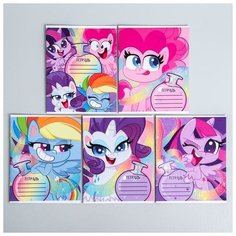 Тетрадь 12 листов, клетка, "Пони", 5 видов микс, My Little Pony Hasbro