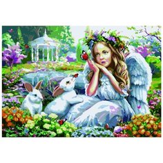 Раскраска по номерам. Формат А3. Ангелок и кролики Рыжий кот