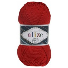 Пряжа ALIZE Diva Plus / 56 красный , 5шт в упаковке
