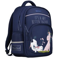 Рюкзак BrunoVisconti, классический , синий с эргономичной спинкой, «мечтательные единороги», Арт. 12-002-218/02