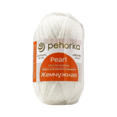 Пряжа Пехорка Жемчужная, 50 % хлопок, 50 % вискоза, 100 г, 425 м, 1 шт., 01 белый