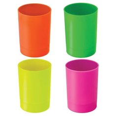 Подставка-стакан Стамм "Офис. Neon", пластик, круглый, ассорти, 4 цвета, 24 шт.