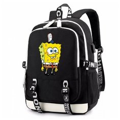 Рюкзак Губка Боб (Sponge Bob) черный с USB-портом №4 Noname
