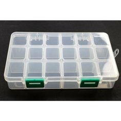 Контейнер для мелочей прямоугольный 18 ячеек 16,5х10х3см, пластиковый, съемные перегородки, 1005-052, 1шт Мелодия бисера