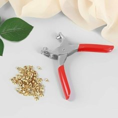 Щипцы для установки блочек, с блочками, 100 шт, d 0,7/0,4 см, 14 x 8 см Нет бренда