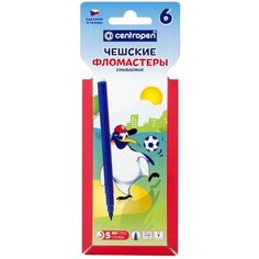 Набор фломастеров 6 цветов Centropen "Пингвины" (линия 1-2мм, смываемые) пвх-упаковка (7 7790 0686)