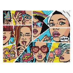 Алмазная мозаика ТРИ совы "Wow. Comics", 30*40см, холст, картонная коробка с пластиковой ручкой