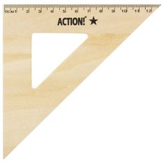 Action! Угольник деревянный 45° 12 см (AWR12/45), бежевый