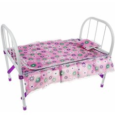 Наша игрушка Кроватка для куклы Хризантема (41699-1) белый/фиолетовый